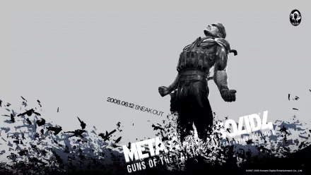 HD PC desktop wallpaper featuring a dramatic black-and-white silhouette from Metal Gear Solid 4: Guns of the Patriots, inspired by Metal Gear 3 imagery.