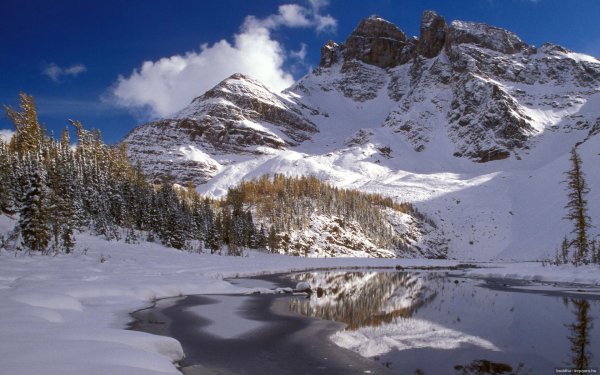 Nature Mount Assiniboine Mountains Winter Mountain River British Columbia Canada Provincial Park HD Wallpaper | Background Image