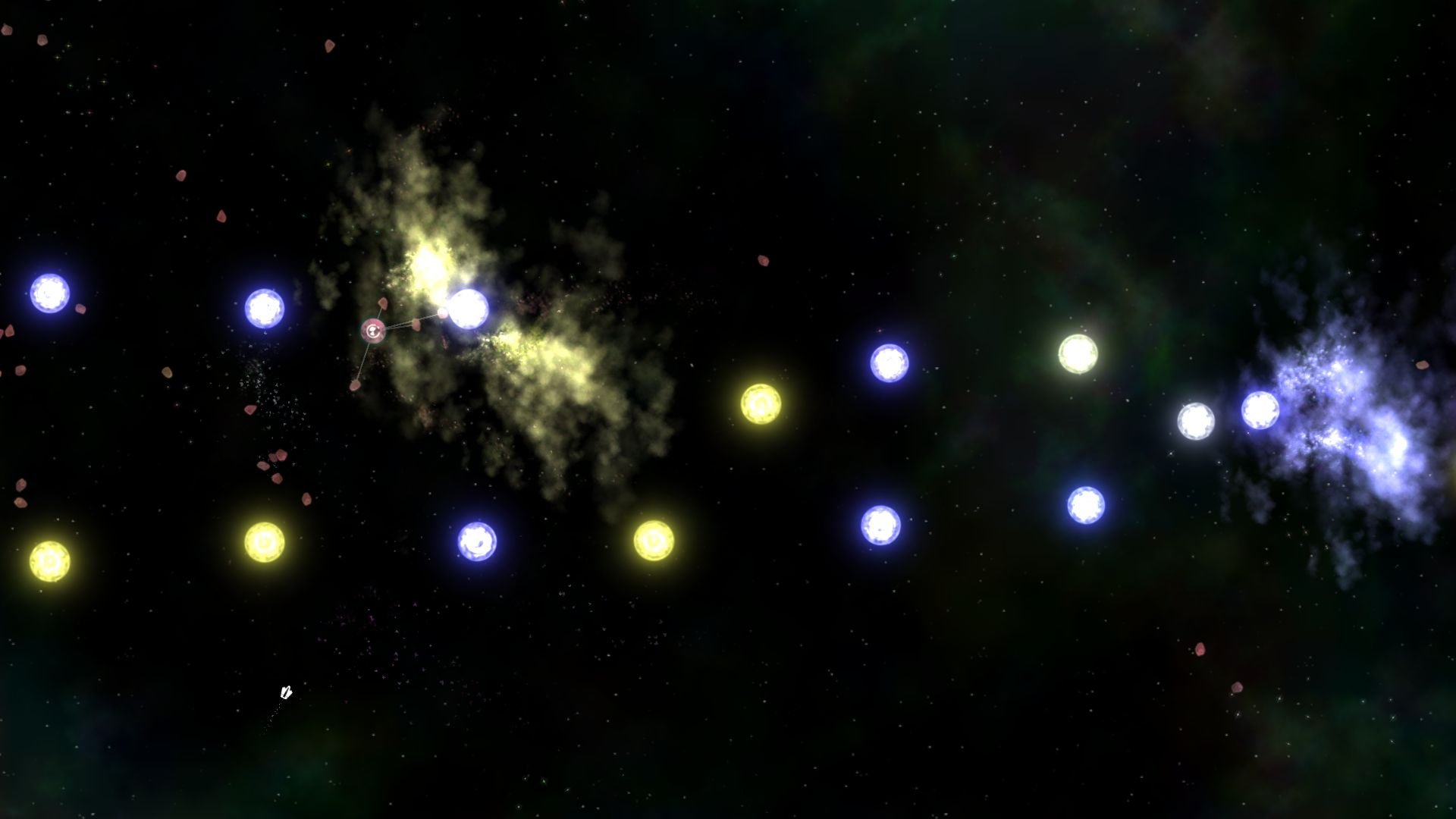 HD desktop wallpaper featuring a cosmic scene with a sequence of bright stars against a dark interstellar backdrop, tagged with Solar 2.