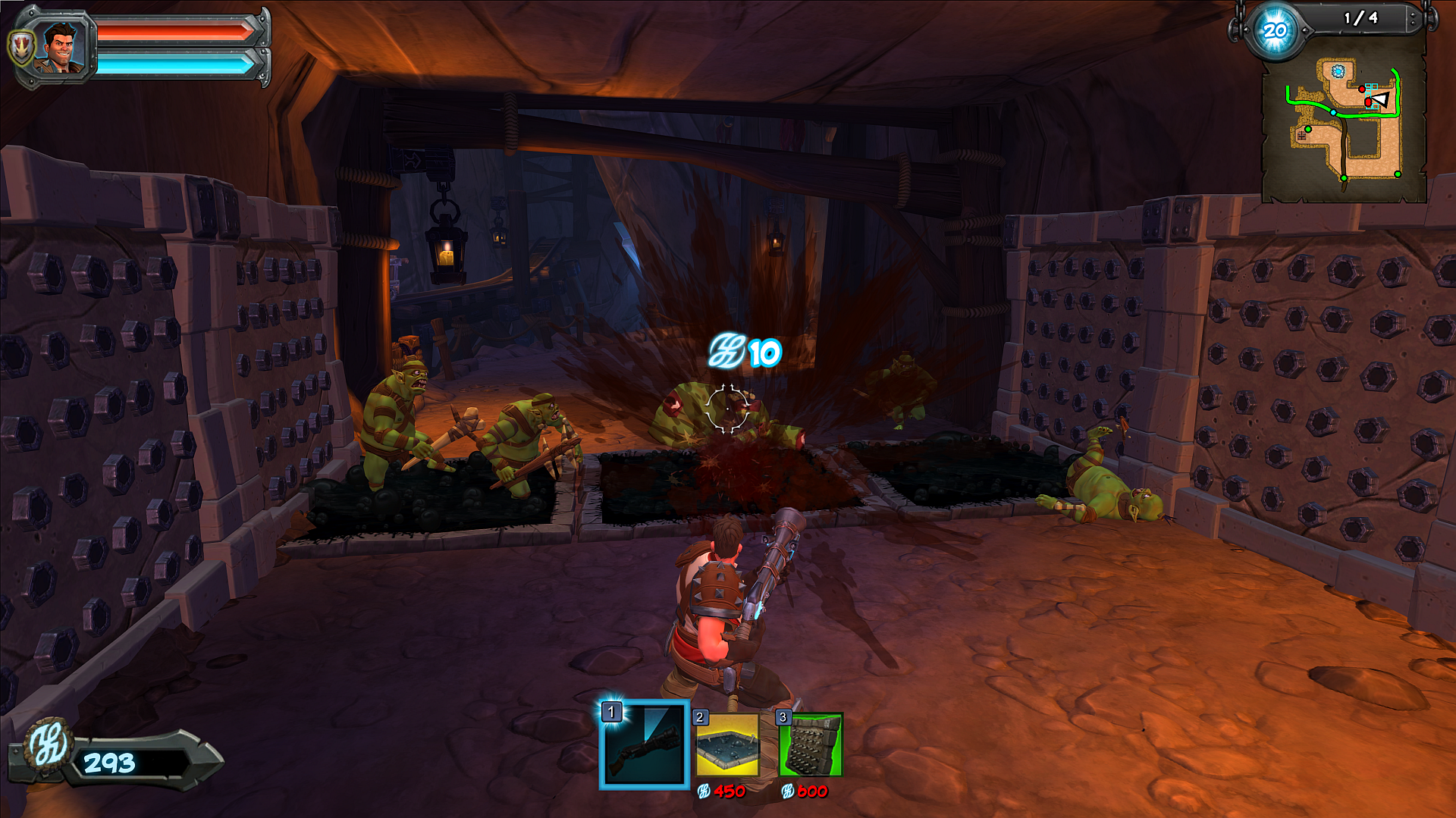 HD desktop wallpaper from Orcs Must Die! 2 featuring a player character defending against an orc onslaught.