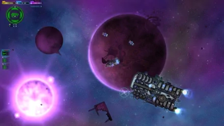 HD desktop wallpaper of space pirates and zombies with ships and planets against a vibrant cosmic backdrop.