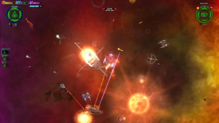 HD wallpaper of space pirates and zombies with ships engaged in a colorful cosmic battle, serving as an animated desktop background.