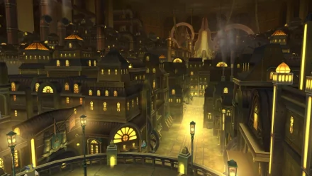 HD wallpaper from Ni No Kuni featuring a mystical cityscape with glowing lights and an enchanting atmosphere.