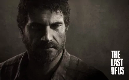 HD desktop wallpaper featuring a close-up of a bearded man from The Last Of Us with the game's logo on the right.