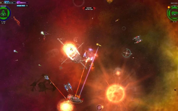 HD wallpaper of space pirates and zombies with ships engaged in a colorful cosmic battle, serving as an animated desktop background.