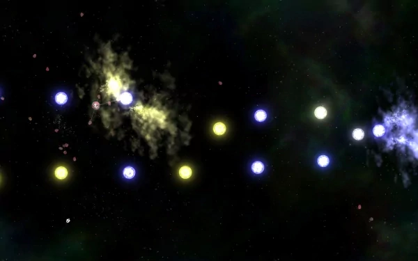 HD desktop wallpaper featuring a cosmic scene with a sequence of bright stars against a dark interstellar backdrop, tagged with Solar 2.