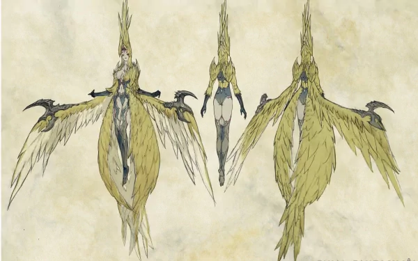HD desktop wallpaper featuring concept art of Garuda from Final Fantasy XIV: A Realm Reborn.