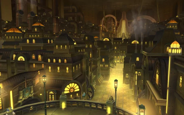 HD wallpaper from Ni No Kuni featuring a mystical cityscape with glowing lights and an enchanting atmosphere.