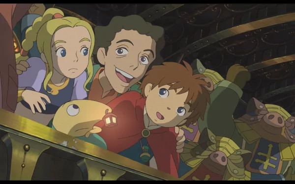 HD Ni No Kuni desktop wallpaper featuring animated characters on an exciting adventure.