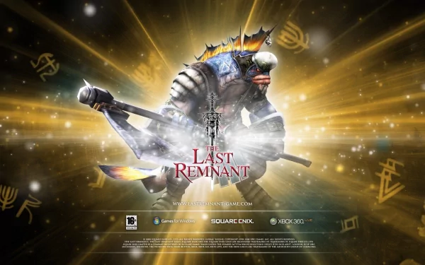 HD desktop wallpaper featuring a character from The Last Remnant with a sword amid glowing runes and a title logo.
