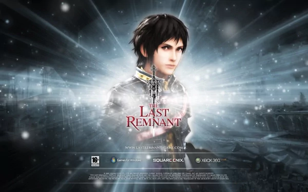 HD desktop wallpaper featuring a character from The Last Remnant video game, set against a radiant, blue-toned background.