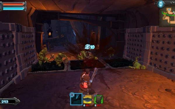 HD desktop wallpaper from Orcs Must Die! 2 featuring a player character defending against an orc onslaught.