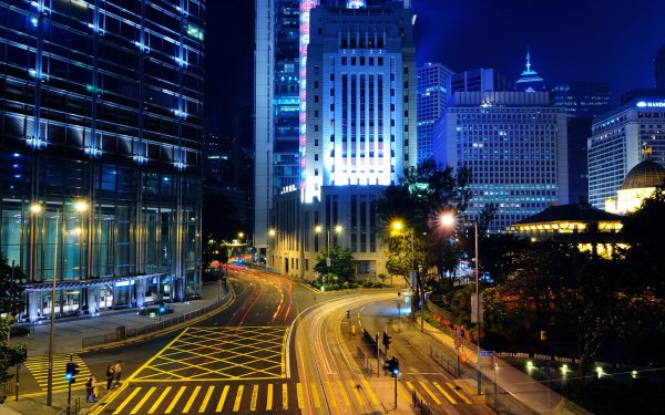 Man Made City Cities Road Highway Hong Kong Building Light Street Skyscraper HD Wallpaper | Background Image