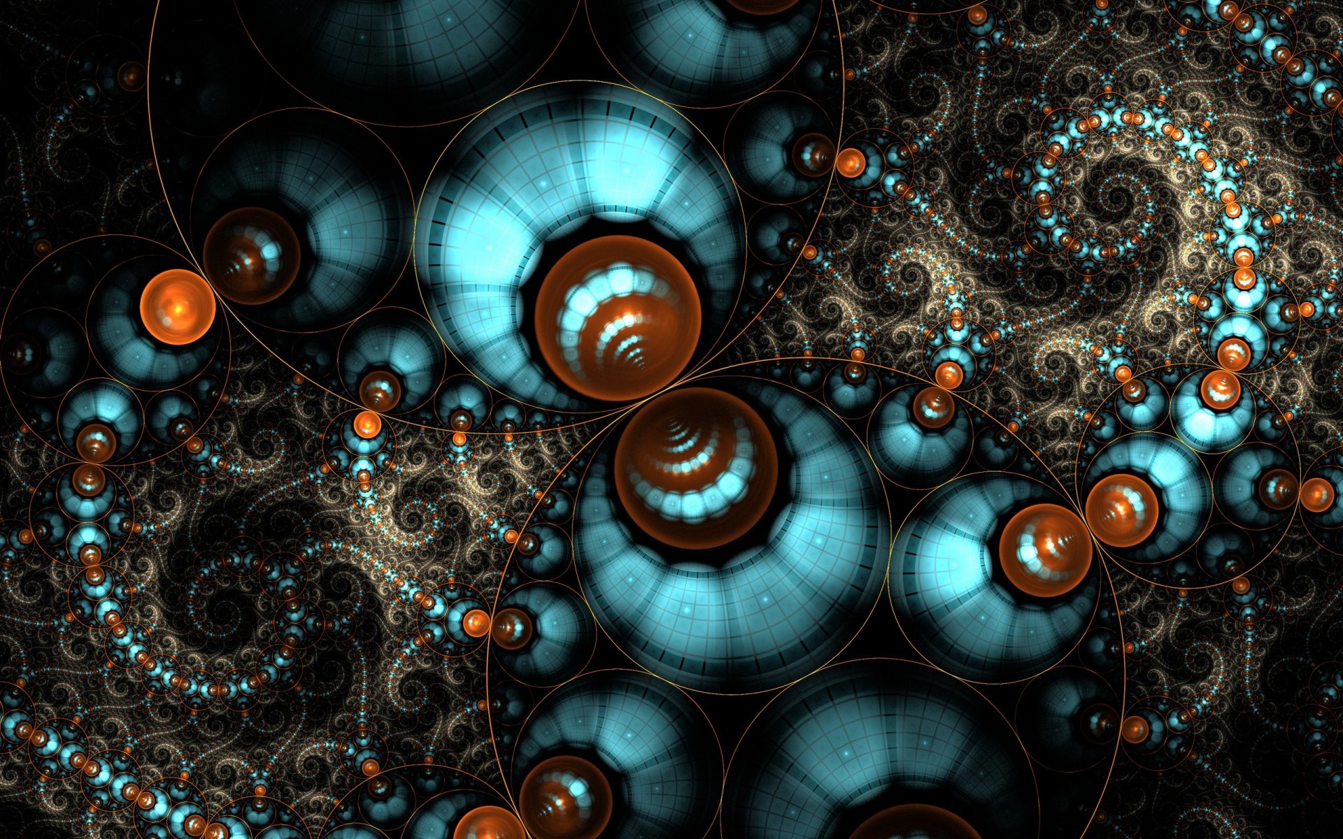 A vibrant, abstract fractal pattern featuring dark colors and psychedelic swirls. This HD wallpaper creates a trippy, mesmerizing backdrop for your desktop.