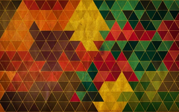 HD desktop wallpaper featuring a pattern of multicolored triangles with a vintage texture.