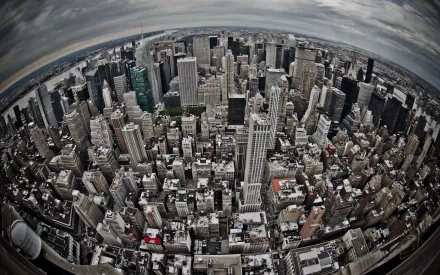 New York Manhattan aerial fish eye man made city HD Desktop Wallpaper | Background Image