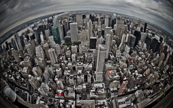 New York Manhattan aerial fish eye man made city HD Desktop Wallpaper | Background Image