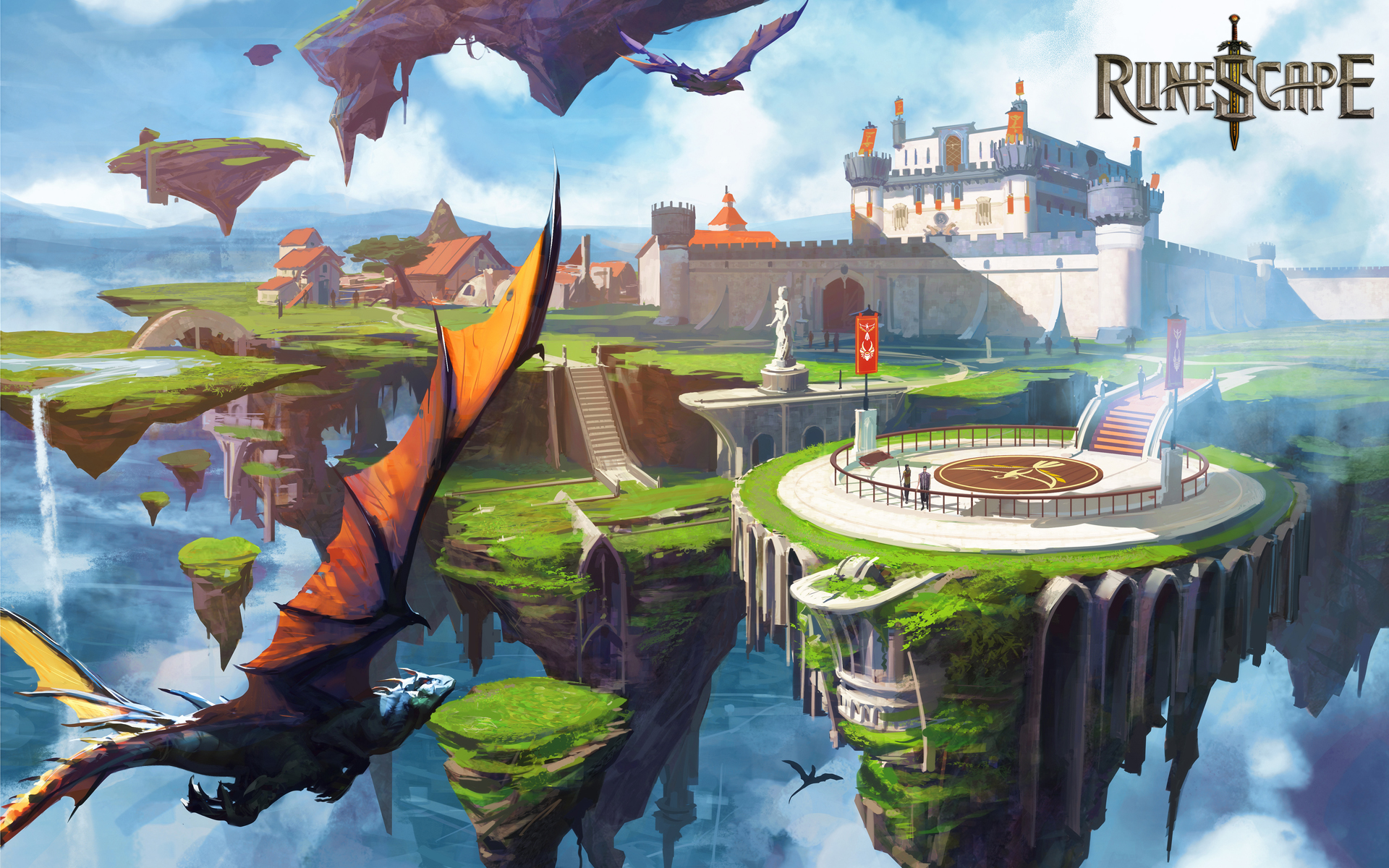 RuneScape HD Epic Floating Isles Fantasy Wallpaper