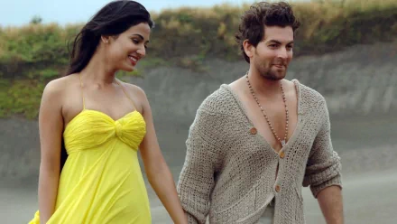 HD PC desktop wallpaper featuring a scene from the Bollywood movie 3G, showing a smiling couple walking hand in hand outdoors.