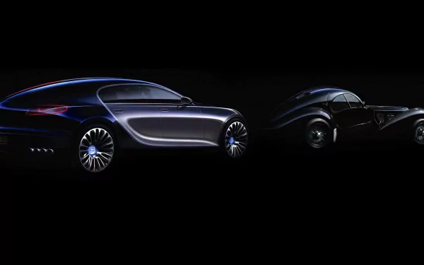 A striking HD desktop wallpaper featuring a Bugatti Galibier, showcasing the vehicle's sleek design against a dark background, highlighting its elegance and modern aesthetics.