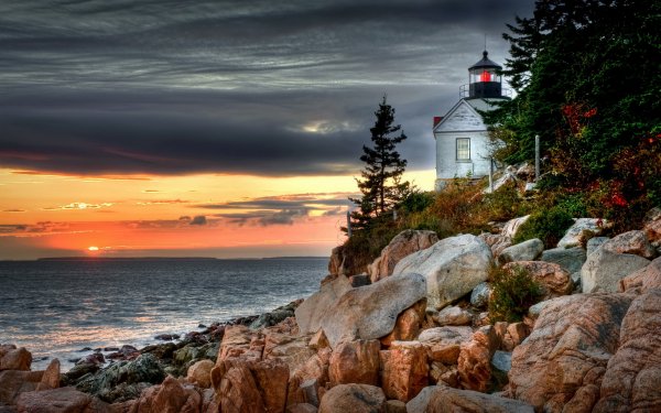 Man Made Bass Harbor Lighthouse HD Wallpaper | Background Image