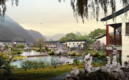 artistic village HD Desktop Wallpaper | Background Image