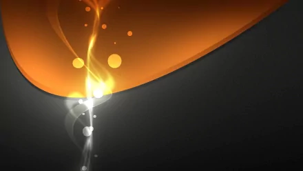 Abstract HD desktop wallpaper featuring flowing orange and grey curves with glowing dots and light effects.