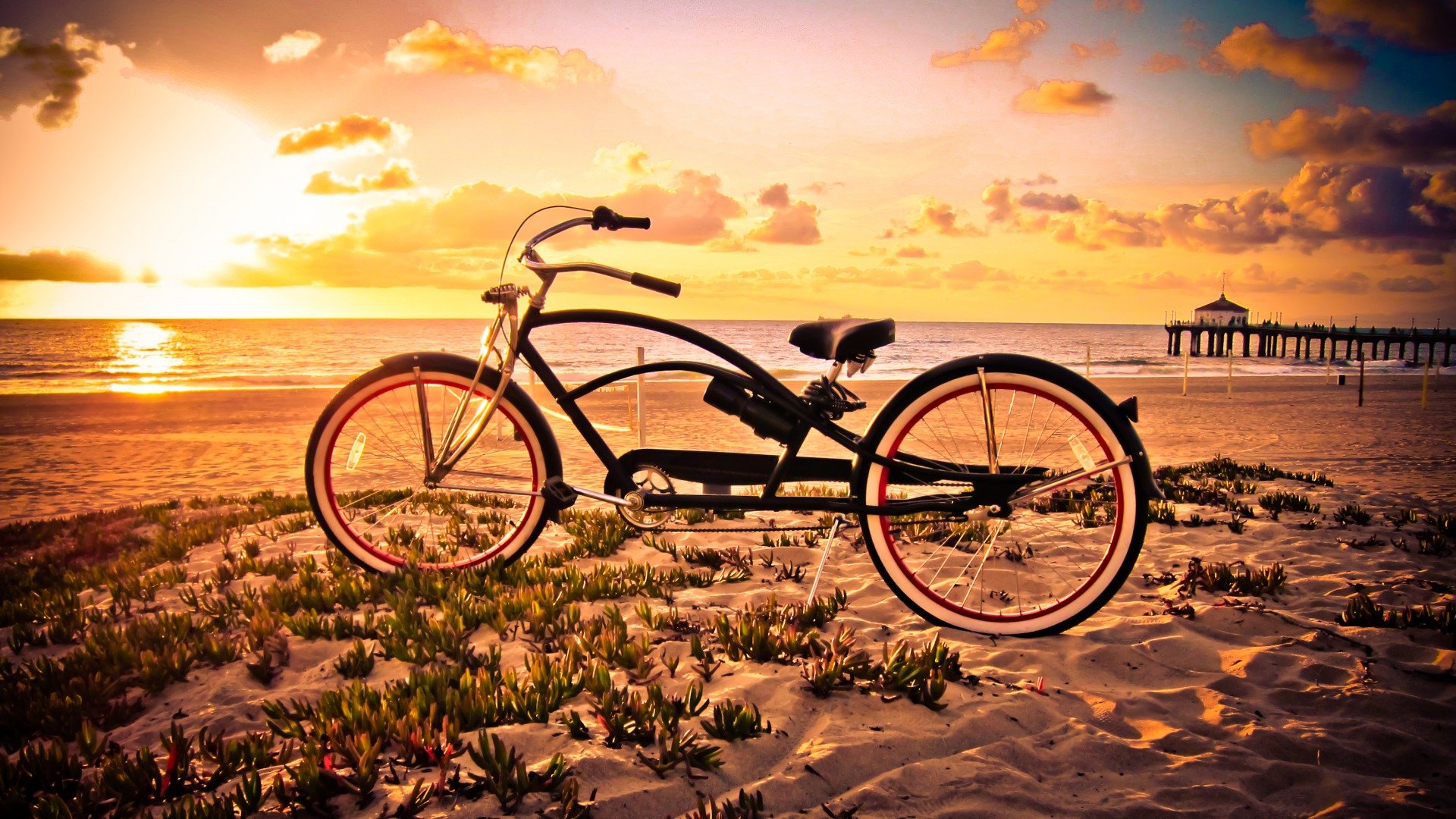 Download Beach Vehicle Bicycle HD Wallpaper