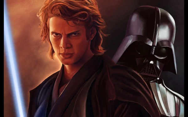 A dynamic HD wallpaper featuring Anakin Skywalker and Darth Vader from Star Wars, showcasing the iconic Sith and the essence of sci-fi in a dramatic background.