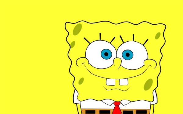 HD desktop wallpaper featuring the character SpongeBob SquarePants on a bright yellow background, tagged as TV Show.