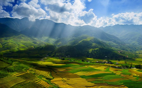 Fotografía Paisaje Campo Rayo de sol Sunshine Vietnam Fondo de pantalla HD | Fondo de Escritorio
