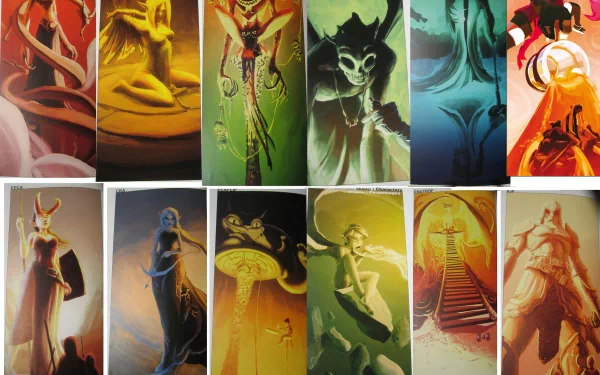 HD PC desktop wallpaper featuring vibrant, stylized depictions of French gods from the Dofus and Wakfu anime series.