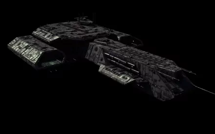 HD PC desktop wallpaper featuring a detailed spaceship from the TV show Stargate SG-1 against a black background.