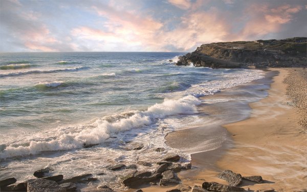 Tierra/Naturaleza Playa Océano Ola Agua Naturaleza Sand Coast Costa Rock Horizon Sea Fondo de pantalla HD | Fondo de Escritorio