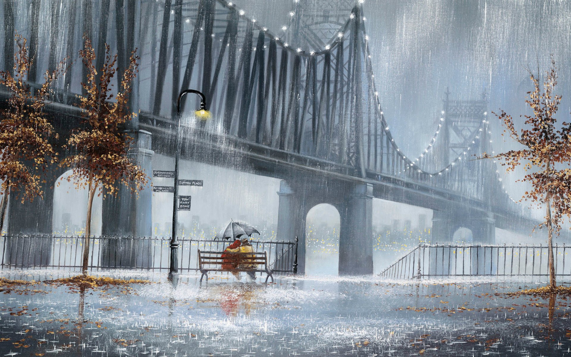 圣彼得堡，十月，雨天，路人，精美绘画风景桌面壁纸_高清风景壁纸_彼岸桌面