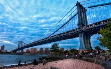 New York man made Manhattan Bridge HD Desktop Wallpaper | Background Image