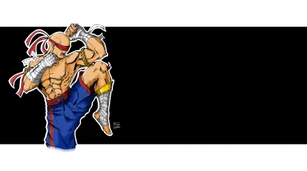 Lee Sin from League of Legends in a dynamic kick pose against a black backdrop — 5K Ultra HD PC desktop wallpaper, video game art.