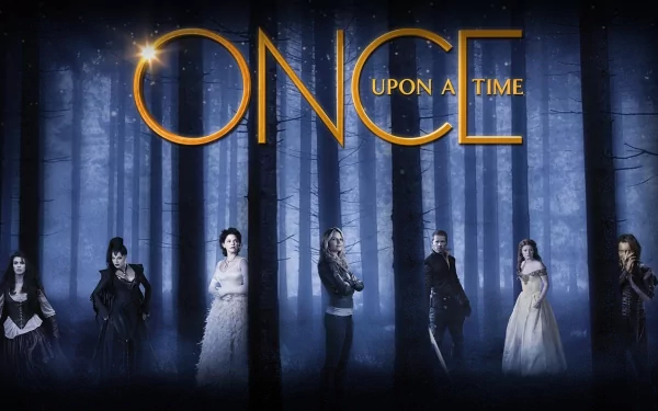 HD wallpaper featuring characters from the TV show Once Upon A Time, set against a mystical forest backdrop, showcasing a blend of fantasy and drama.