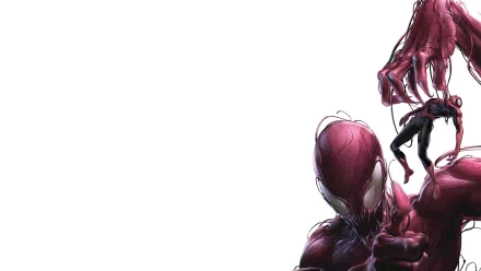 HD PC desktop wallpaper featuring Marvel Comics' Carnage, showcasing the character's menacing red symbiote form against a clean white background.