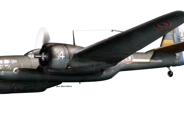 Military Martin Maryland twin-engine bomber, side view on white background — HD PC desktop wallpaper and background.