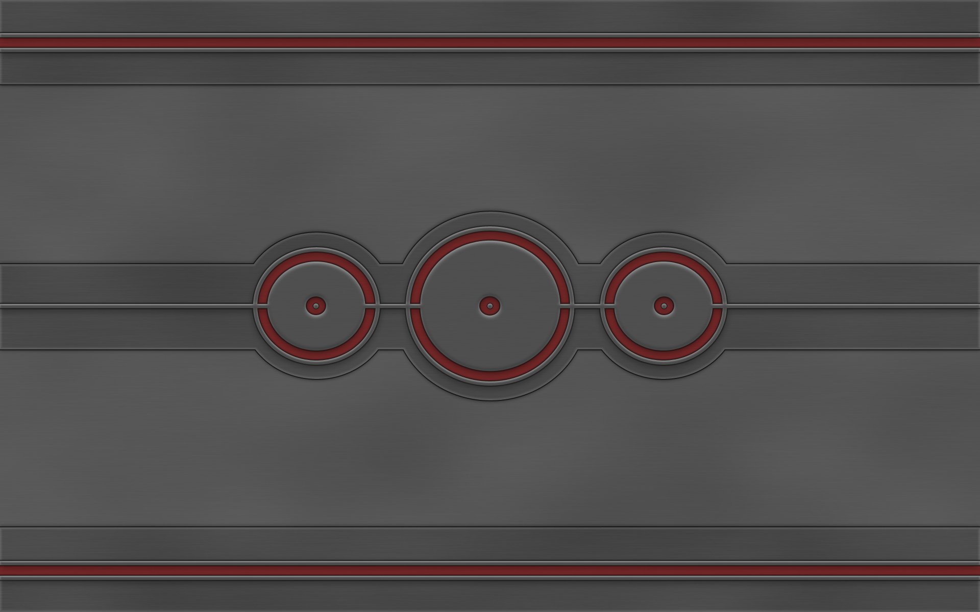 Abstract shapes HD PC desktop wallpaper and background: muted gray field with three centered concentric circles and thin red-accented horizontal lines.