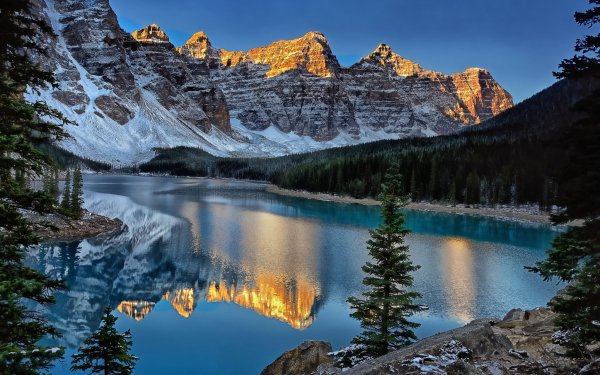 Earth Reflection Banff National Park Canada Moraine Lake Valley of the Ten Peaks Mountain Lake HD Wallpaper | Background Image