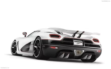 HD desktop wallpaper featuring a white Koenigsegg Agera R, showcasing the car's sleek rear design and aerodynamic features.