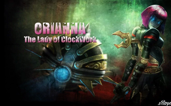 HD PC desktop wallpaper featuring Orianna, The Lady of Clockwork, from the video game League of Legends with a glowing mechanical background.