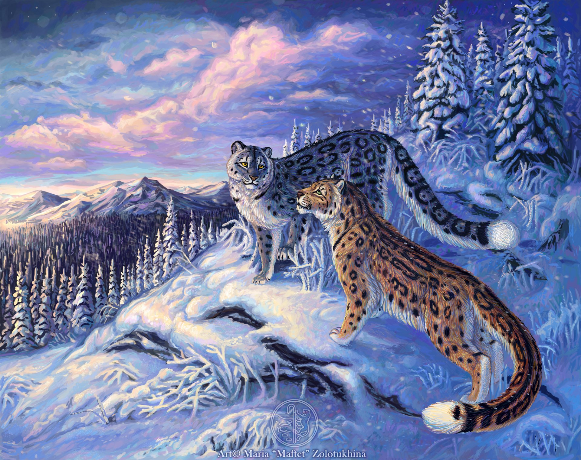 Зимний пейзаж с тигром