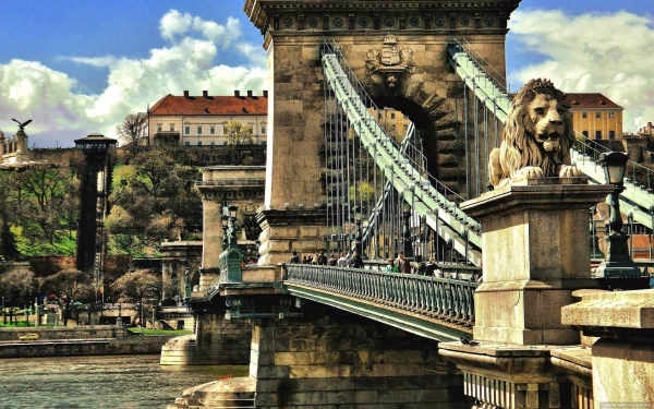 Hungary Budapest man made Chain Bridge HD Desktop Wallpaper | Background Image