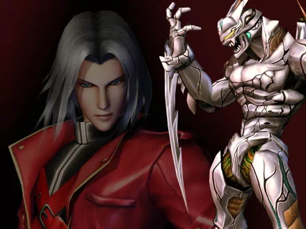 HD PC desktop wallpaper featuring a character from the video game Bloody Roar, showcasing a fierce fighter with silver hair and an armored beast form.