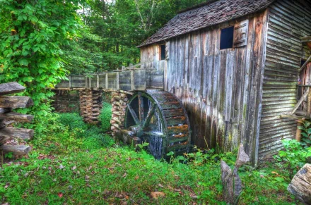 man made watermill HD Desktop Wallpaper | Background Image