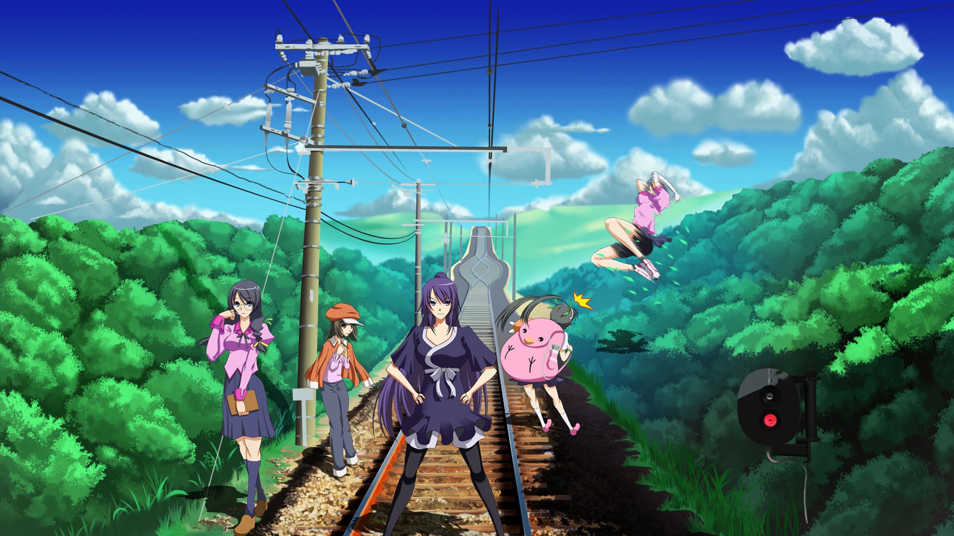 Download Blue Eyes Long Hair Purple Hair Suruga Kanbaru Nadeko Sengoku Tsubasa Hanekawa Mayoi Hachikuji Hitagi Senjōgahara Anime Monogatari (Series) HD Wallpaper