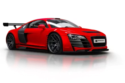 HD PC desktop wallpaper featuring a red Audi R8 GT 850 sports car with sleek aerodynamic design and aggressive styling.